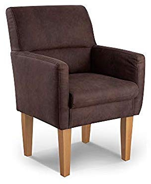 CAVADORE Diningsessel Kira / Polstersessel für Küche, Esszimmer oder Wohnküche in Lederoptik / Passend zur Küchengarnitur Kira / 66 x 96 x 71 / Hochwertiges Mikrofaser: Braun