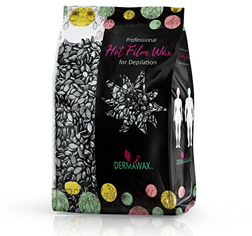 Dermawax Black 1 kg Wachsperlen – Starkes Heißwachs für Männer & Frauen – Entfernt Brust-, Rücken-, Nacken-, Gesichts-, Ohren- & Nasenhaare sowie Intimhaare – Profi Wax für Starke Haare