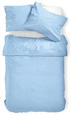 Amolavet Sommer Bettwäsche 135x200 Hellblau Uni Gebürstete Mikrofaser Super Weich & Atmungsaktiv Pflegeleicht & Bügelfrei 2 Teilig Bettbezug Set mit Reißverschluss für Einzelbett