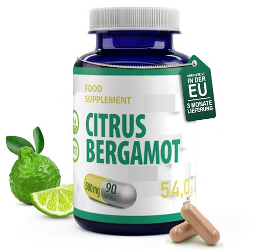 Hepatica Bergamotte (Citrus Bergamia) Extrakt 500 mg | 90 vegane Kapseln | Einzelwirkstoff | GMP & Laborgeprüft