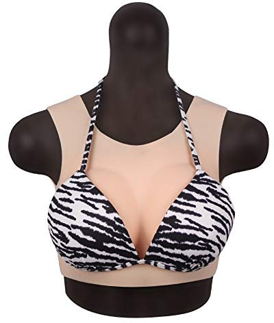 GaoYunQin Silicone Faux Seins Silicone Réaliste Forme du Sein Col Rond pour Travestis Transgenres Soutien-Gorge pour Mastectomie Pads (Color : Brown, Size : C Cup)