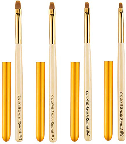 Nagel Pinsel Set 4-teilig Professionell Gel Pinsel mit Deckel für Nägel, Nailart, UV-Gel, Acryl, Eyeliner