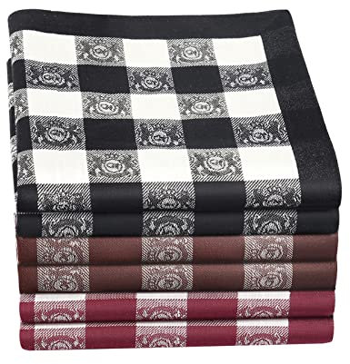 HOULIFE 3/6 Stücke Herren 100% Baumwolle Weich Stoff Taschentücher Einstecktuch mit Jacquard-Muster, 16.73x16.73’’/42.5x42.5cm (Gemischt 2-6 Stücke)