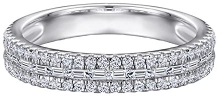 Whoiy Damenring in 925 Sterling Silber mit Rund Zirkonia, Klassischer Einfacher Ring Schmuck Geschenk für Jahrestag Zeitloses Design Silber Gr.62 (19.7)