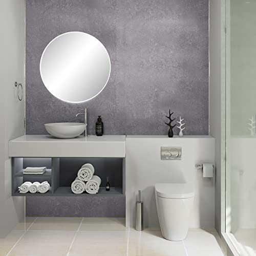 NRG Gloss Grey Concrete Ceiling Cladding Bathroom Waterproof Bathroom PVC Wall Panels (2.4m x 1m,10 PCS)