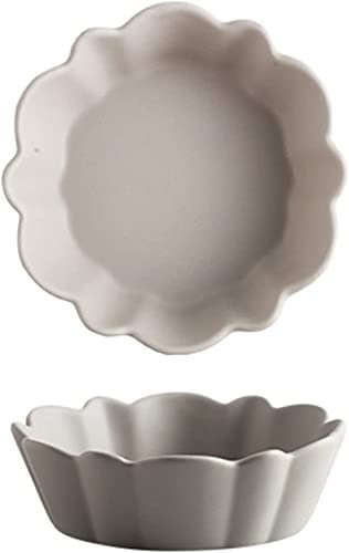 Plat à Lasagne Grand Plat Profond, Petit Plat De Cuisson Rond Ensemble De 2, Moule À Tarte En Céramique Coloré, Plat À Tarte Rond, Vaisselle De Couleur Morandi-rose-15x15x4.5cm, 400ml (Color : gray)