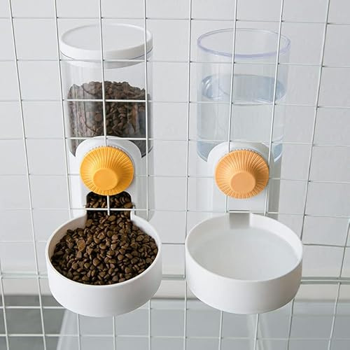 Restokki Hängender kombinierter Futter und Wasserspender für Haustiere, automatische Trinkflasche und Futterschale zum Aufhängen im Käfig für Katzen, Hunde und Kaninchen [Trinkwasser + Feeder]