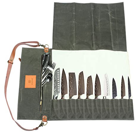 Yajimsa Borsa Rotolo Chef - Borsa portautensili da Cucina - Borsa in Tela Impermeabile per taglierine e Utensili da Cucina, Custodia per Posate per Cucina Domestica Campeggio da Viaggio