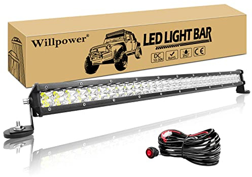 Willpower Led Arbeitsscheinwerfer Bar Traktor 24 Zoll 180W + Magnet Halterungen + Kabelbaum Led Scheinwerfer 12V 24V Zusatzscheinwerfer IP67 Wasserdicht LED Light bar für Offroad Auto LKW 4x4 ATV | LED Balken Lightbar 180W, 6000K Weiß, IP67, Offroad beleuchtung, Arbeitsscheinwerfer LKW KFZ Auto Traktor Fahrzeuge