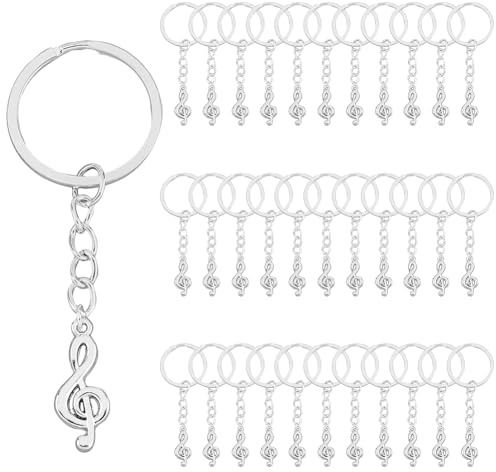 SUPERFINDINGS 34 Pz Nota Musicale Portachiavi Musicale Portachiavi in Metallo Lega Musica Ciondolo Segno Argento Bomboniera Gli Amanti Della Musica Regali
