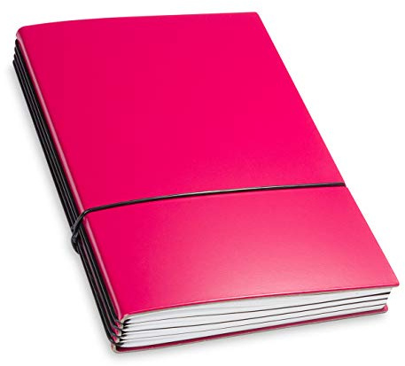 X17-Lehrerkalender/Lehrerplaner A5| 2026-2027, magenta; aus recyceltem Leder. Austauschbar: 4 Hefte: Schulkalender + Schülerlisten + linierte Notizen. Made in Germany.
