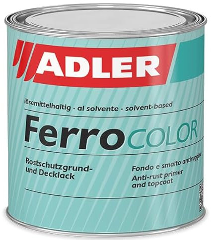 ADLER Ferrocolor - RAL7001 Silbergrau 750 ml - 3in1 Rostschutzfarbe - Metallfarbe mit speziellem Rostschutz für Metall Eisen, Stahl, Zink und Aluminium innen und außen - Metalllack