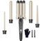 BESTOPE PRO MD-J18 Ensemble de bigoudis en fer ondulé 5 en 1 - bigoudis 3 barils pour grandes boucles sans boucles en céramique avec différents accessoires Réglage de la température, Doré