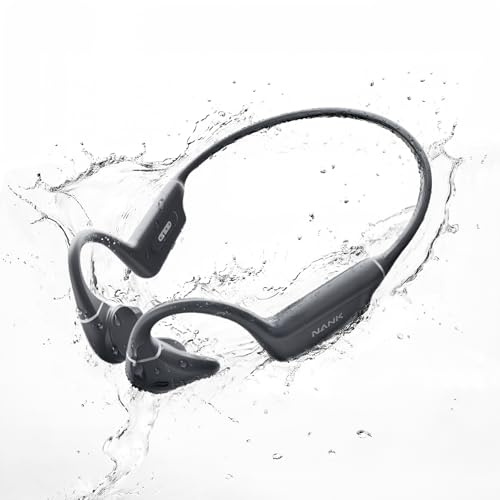 NANK Runner Diver2 Bone Conduction Headphones, IP68 Waterproof with 32G MP3 Player, Bluetooth 5.3, Open Ear, Gray, Sports Headphones