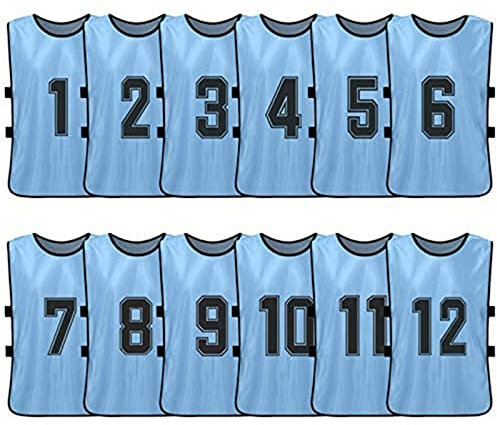 12 Stück Fußball Scrimmage Trainingswesten Shirt Home Alternate Player Jersey Lätzchen Markierungshemden Trainingsleibchen Basketball Football Für Teamsportbedarf - Fußballtraining