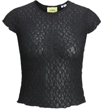 JJXX Damen Jxleah Lace STR Tee JRS Spitzentop, Schwarz, XS EU