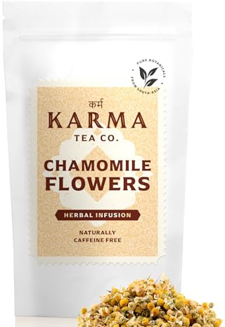 KARMA TEA CO.| Té de hierbas de hojas sueltas de flores de manzanilla de primera calidad, 40 g (32 tazas), mantecoso, suave, floral, 100% natural y cultivado orgánicamente, calmante y apto para dormir