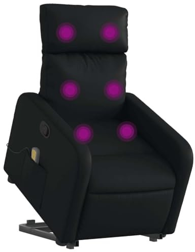 vidaXL Massagesessel mit Aufstehhilfe Schwarz Kunstleder