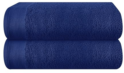 MALLONI HOME Baumwolle 2er-Pack Oversized Badetuch-Set 70 x 140 cm, große Badetücher, Ultra saugfähig, kompakt, schnell trocknend und leicht, Marineblau