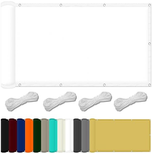 Toldo Vela con Forma 1.2 x 8 m Impermeable Toldo Exterior Materiale Resistente e Traspirante per Protezione Solare para Barandilla Patio Aire Libre Piscina Jardín Terraza, Blanco