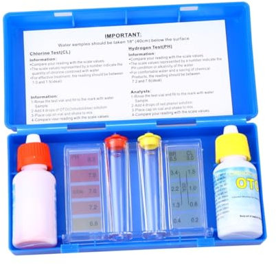 INOOMP Pool Testkit Ph Testflüssigkeit Chlorrest Testset Für Spa Und Schwimmbad Wasserqualität Messung Tragbares Pool Wassertest Kit Mit Alkalinität Und Härte Test