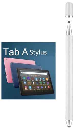 2-in-1 Stylus Pen for Samsung Galaxy Tab A9+ Plus/A9/A8/A8 Plus/A7/A7 Lite, High Sensitivity & Precision Capacitive Pencil for iPad Pro/iPhone/Fire/Surface Tables All Touch Devices (White)