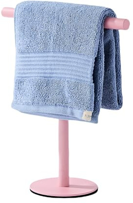 Pink Bathroom Hand Towel Holder Stand，T-Shape Hand Towel Holder Stand SUS304 Stainless Steel for Bathroom，Kitchen or Vanity Countertop