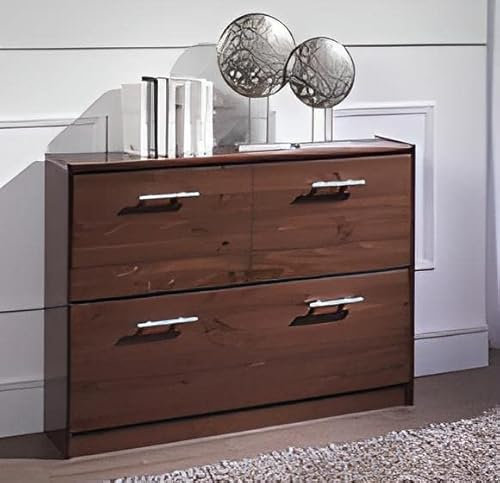PEGANE Commode Meuble à chausssures en pin Massif Coloris Noyer - Longueur 110 x Profondeur 23 x Hauteur 80 cm