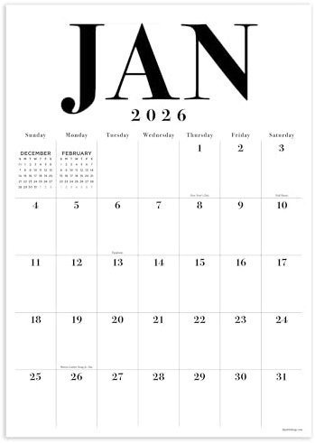 TF Publishing 2026 Medium Art Poster Wall Calendar - Vertical Oriented 2026 Wall Calendar with Monthly Tear-Off Pages, Large Grids, and Premium Paper for Smooth Writing - 12in x 17in