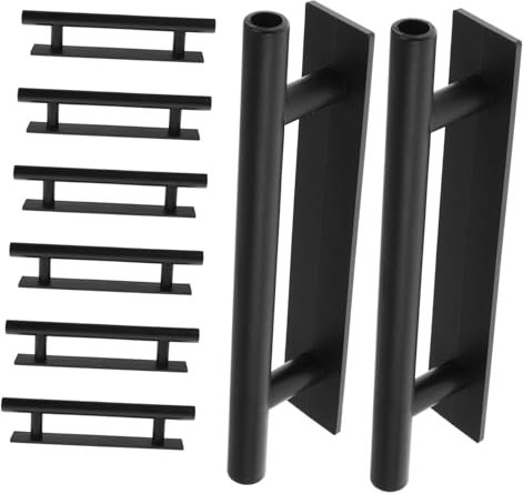 ETHZZLE 8pcs Self-Adhesive Window Handles Low Profile Handle Replacement Black No-Drill Adhesive for Cabinets Door Pulls