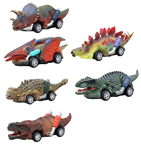 HOOTNEE 6stücke Spielzeug Dinosaurier Modell Rückziehauto Autospielzeug Für Junge Mädchen Pull-Back Dinosaurier Auto Spielzeug Lernspielzeug Ohne Batterien