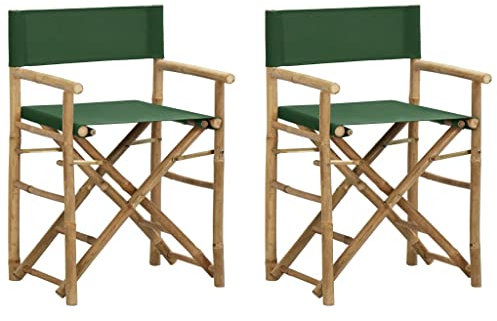 WKIEQACO Outdoor-Sitz, Outdoor-Stühle, Klappstuhl, Regiestühle, 2 Stück, grüner Bambus und Stoff