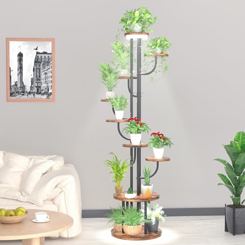 iPalamila Pflanzenregal indoor mit Wachstumslicht - Innen & Außen Blumentreppe, Kletterpflanzen - Wetterfest, Rostfrei, Einfach zu Montieren - Ideal für Innen Garten Balkon Plant Stands