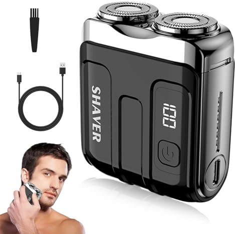 2025 Neu Rasierer Herren Elektrisch, Tragbarer Mini Rasierer IPX7 Wasserdichter, Multifunktionaler Bartrasierer Epilierer Herren USB-Aufladung, Stumm Elektrorasierer Geschenk Für Männer (Schwarz)