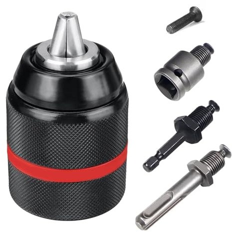 Schnellspannbohrfutter 1.5-13mm 1/2-20UNF Bohrfutter Adapter mit SDS-Adapterzubehör, 1/2 Schlüsselhülse, SDS-Schaft, 1/4 Sechskantschaft, Bohrfutter für Schlagschrauber