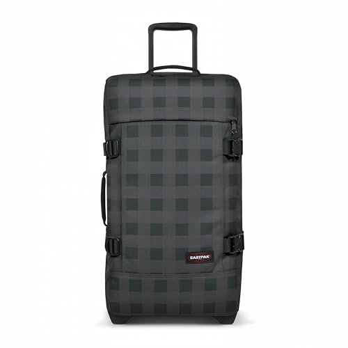 EASTPAK Tranverz M - 78L Großer Rollkoffer mit Zwei Fächern, TSA-Schloss, Kompressionsriemen und Leichtlaufsystem, Dunkelgrau kariert, Tranverz