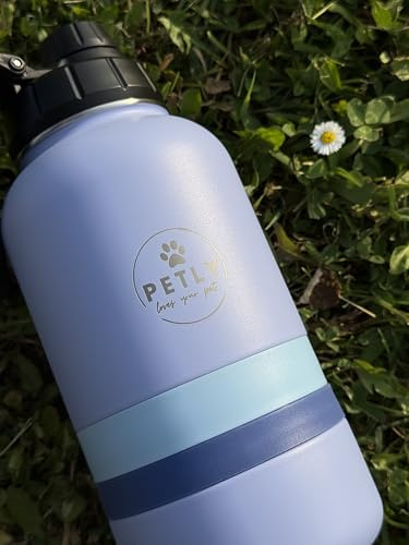 PETLY Bottiglia Portatile per Animali da Viaggio, Per Cani da Viaggio, Borraccia per Acqua e Cibo, Bottiglia da Viaggio con Doppio Scomparto Acqua e Cibo Acciao Inox 1000 ml
