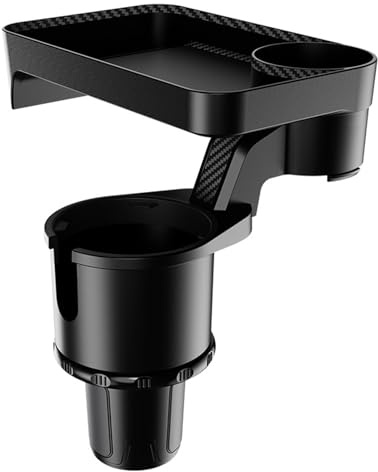 360° Rotatable Car Cup Holder Expander Tray - Adjustable Auto Food Table Desk with Anti-Slip Base, Universal Fit for Front & Back Seat, Holds Snacks, Phones, Drinks (18kg Load Capacity)
