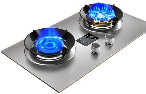 Cuisinière À Gaz 2 Feux En Acier Inoxydable, Cuisinière À Gaz D'intérieur Avec Minuterie, Cuisinière De Table Autonome, Pour Cuisine, Camping, Restauration, Caravane(LPG)