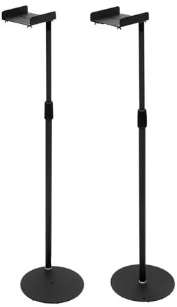 Supporto per altoparlante, 2 pezzi, supporto per casse in metallo, supporto universale, regolabile in altezza, 75-140 cm, portata 6 kg, per altoparlanti satellitari, Surround Box