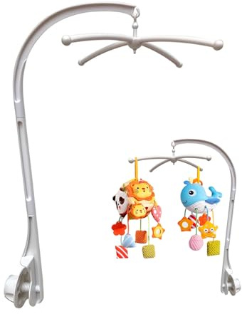 Mobile Halterung Weiß,360° Drehbare Mobile Spielzeugstange für Babys, Abnehmbar, zum Aufhängen von Spieluhren, Bettglöckchen, Windspielen und Spielzeug für Kinderbetten