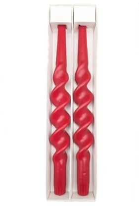 Candele Rosse Lunghe finitura opaca Tortiglione per candelabro,Natale,Altezza 35 cm, 4 pezzi