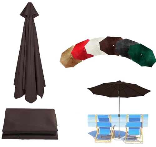 Telo di ricambio impermeabile per ombrellone, 2,7 m, resistente allo sbiadimento, per patio, spiaggia, gazebo da esterno, copertura superiore per ombrellone da esterno (caffè, 2,7 m)