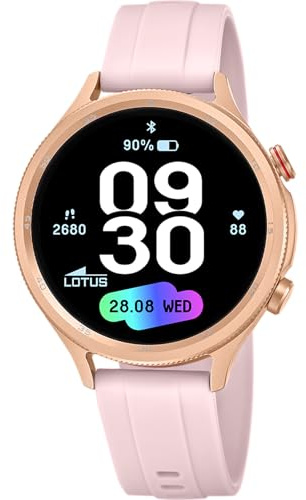 LOTUS Montre Connectée Homme Femme - Montre Connectée Caoutchouc Rose | Étanche IP65, Vocal IA, Musique, Podomètre et Calories, Téléphone, Suivi Sommeil 50204/1 Naya Lite, Smartime 2nd Gen