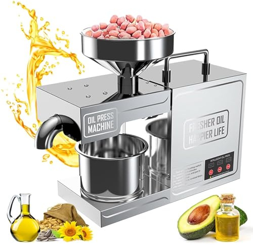 Presse à Huile, Presse-Huile Automatique pour Olives, Acier Inoxydable De Qualité Alimentaire, Extracteur De Graines De Noix Électrique Chaud/Froid Commercial