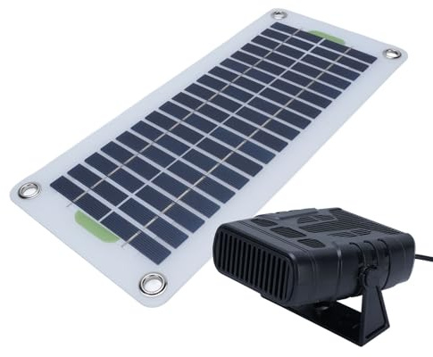 Yosoo Panel Solar Monocristalino 30W Calentador Portátil, Calefactor de Espacio con Caja de Batería para Exteriores, Casas de Mascotas, Caravanas e Invernaderos