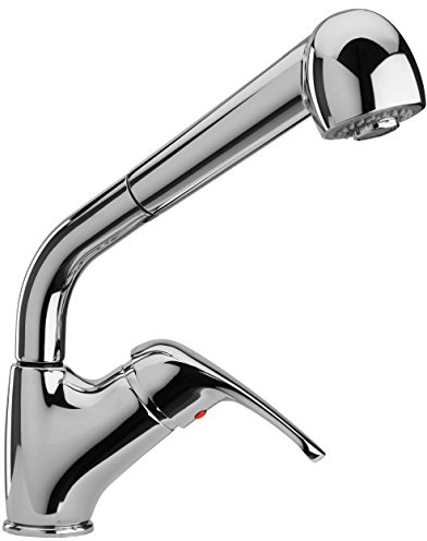Wasserhahn Spültisch Spülbecken Küche mit Brause ausziehbar, seitliche Steuerung. Code 42 CR567 Serie Kreta 100 – Paini Armaturen. Finish Chrom glänzend.