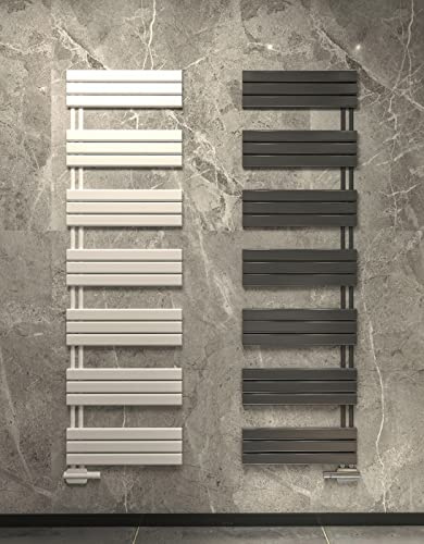 MC Heat Badheizkörper 500 x 1150 mm - Handtuchwärmer Weiß - Mit versetztem Mittelanschluss - Eleganter Paneelheizkörper - Beidseitig montierbar
