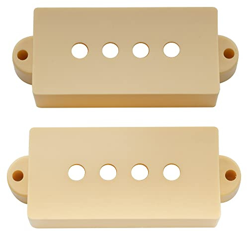 Musiclily Pro Kunststoff Precision Bass Tonabnehmer Abdeckung Pickup Kappen Set für Fender J Bass, Creme(2 Stück)
