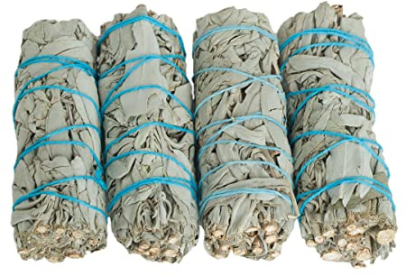 Aromasenses - Heiliger weißer Salbei von Kalifornien - 4 Bindungen ca. 10 cm - natürliches Räucherwerk - Energetische Reinigung - Spiritueller Schutz
